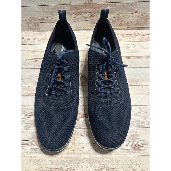 Johnston & Murphy Lace Up Shoes Men\'s Size 13 Navy Blue Knit Stretch Breathable main image 7